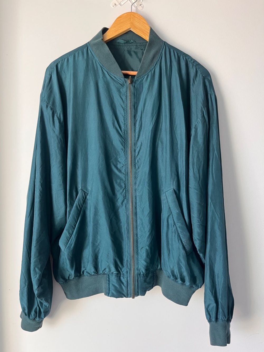 100% Silk Bomber Jacket | Lightweight Luxe | Size L | Jean David